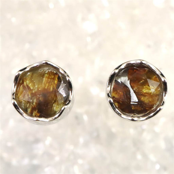 ロシア産　パラサイト隕石　8mmラウンド　ピアス 3.04g (ID:71144)