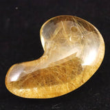 ヒマラヤ マニハール産 ゴールドルチル入り 水晶 34mm勾玉 10.7g (ID:71310)