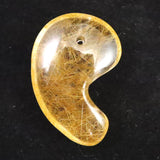 ヒマラヤ マニハール産 ゴールドルチル入り 水晶 34mm勾玉 10.7g (ID:71310)