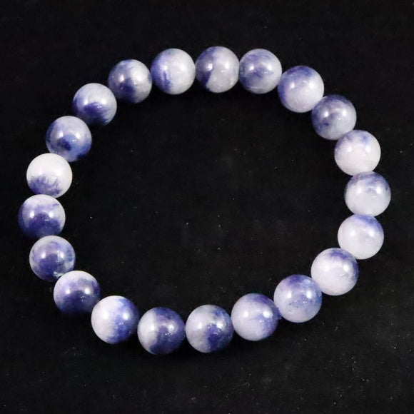デュモルチェライトインクォーツ 9mm玉　ブレスレット 22.5g (ID:71552)
