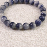 デュモルチェライトインクォーツ 9mm玉　ブレスレット 22.5g (ID:71552)