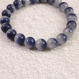 デュモルチェライトインクォーツ 9mm玉　ブレスレット 22.5g (ID:71552)