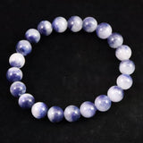 デュモルチェライトインクォーツ 9mm玉　ブレスレット 22.5g (ID:71552)