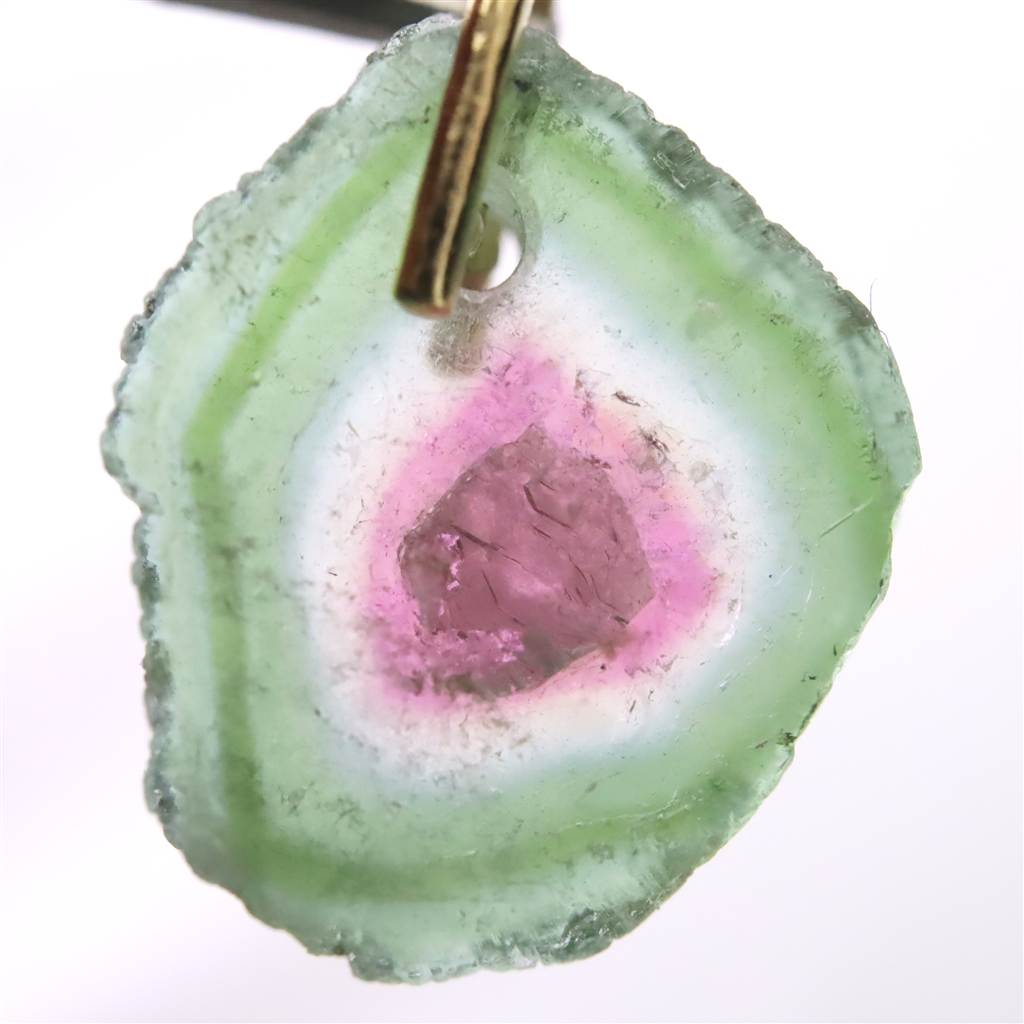 ウォーターメロントルマリン　ペントップ ウォーターメロントルマリン ペンダントトップ K18YG 0.81g (ID:71967