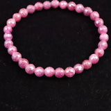 天然ルビー 128面カット  AA+  6mm玉 ブレスレット 14.4g　 (ID:72135)