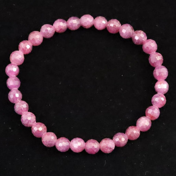 天然ルビー 128面カット  AA+  6mm玉 ブレスレット 14.4g　 (ID:72135)