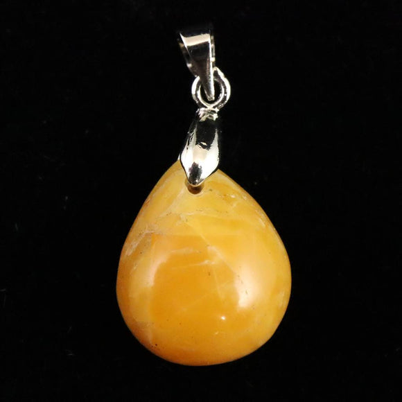 北海道産 蛍光オパール オレンジ  16mmペアシェイプ ペンダントトップ 2.0g (ID:72559)