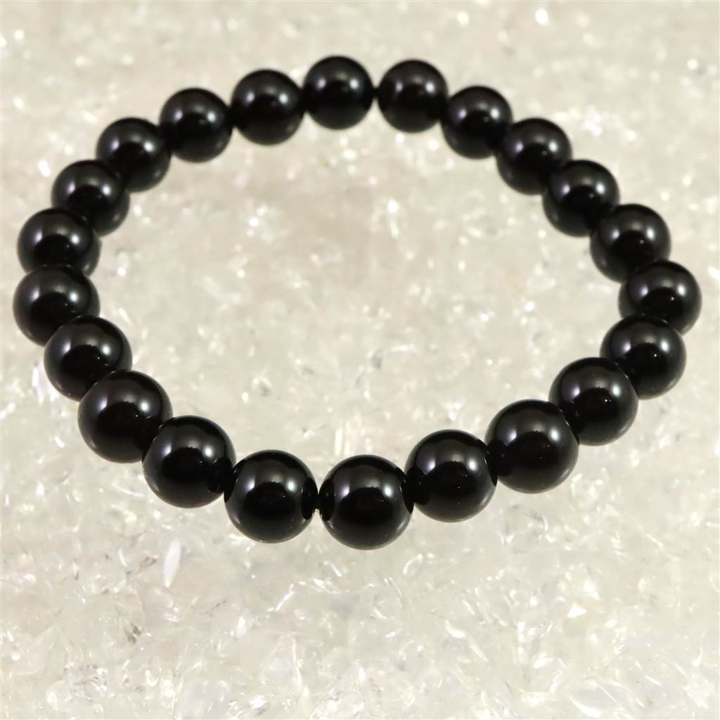 チベット産 天然モリオン水晶 4A 8.5mm玉 ブレスレット 19.4g (ID