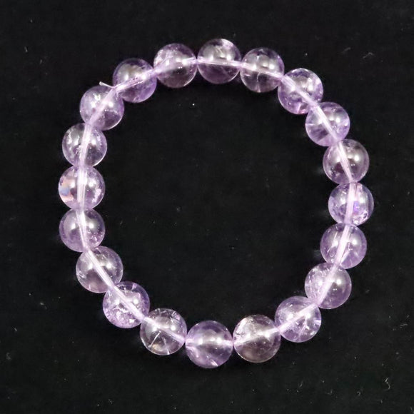 ボリビア産 ラベンダー アメジスト エレスチャル 10mm玉 ブレスレット 29.44g (ID:74112)