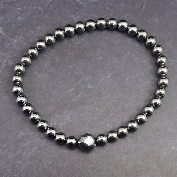 高純度テラヘルツ鉱石 6mm玉＆スターカット　アンクレット (ID:74453)