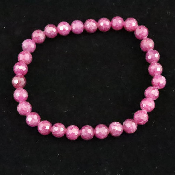 天然ルビー ミラーボールカット (2A)  6mm玉 ブレスレット 12.06g　 (ID:75079)