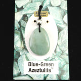 H&E社 ブルーグリーン アゼツライト（AZOZEO)　タンブル　コードペンダント 7.0g (ID:75160)