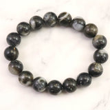 インドネシア産 イジェン水晶　黒 12mm玉ブレスレット 証明書付 41.2ｇ (ID:76068)