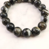 インドネシア産 イジェン水晶　黒 12mm玉ブレスレット 証明書付 41.2ｇ (ID:76068)