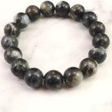 インドネシア産 イジェン水晶　黒 12mm玉ブレスレット 証明書付 41.2ｇ (ID:76068)