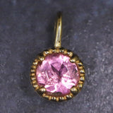 ピンクトルマリン 3mmラウンド ペンダントトップ チャーム K18YG  0.24g (ID:76128)