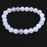 ブルーカルセドニー　8.5mm玉ブレスレット 19.3g (ID:76766)