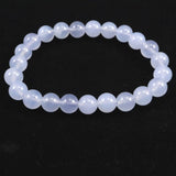 ブルーカルセドニー　8.5mm玉ブレスレット 19.3g (ID:76766)