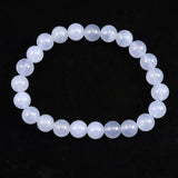 ブルーカルセドニー　8.5mm玉ブレスレット 19.3g (ID:76766)