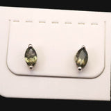 モルダバイト 6mmマーキスカット　ピアス  type.B ディレクトリカード付  (ID:76843)