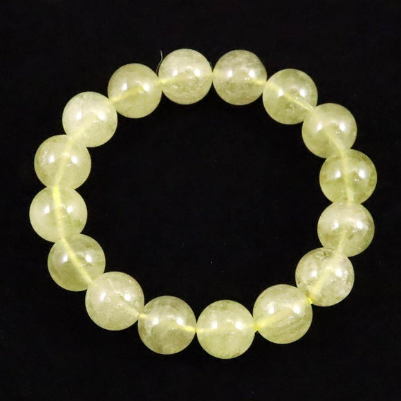 リビアングラス クリストバイライト内包 13mm玉 ブレスレット 42.8g (ID:77111)