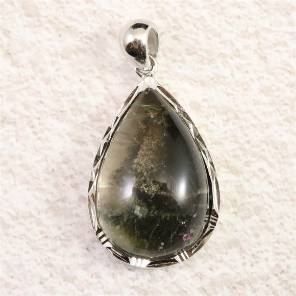 庭園水晶 ガーデンクォーツ 24x17mm ドロップ ペンダントトップ 8.7g