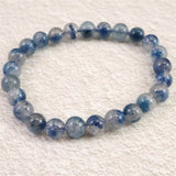 トロレアイト(スコルザライト） インクォーツ　7.5mm玉ブレスレット 15.5g (ID:77372)