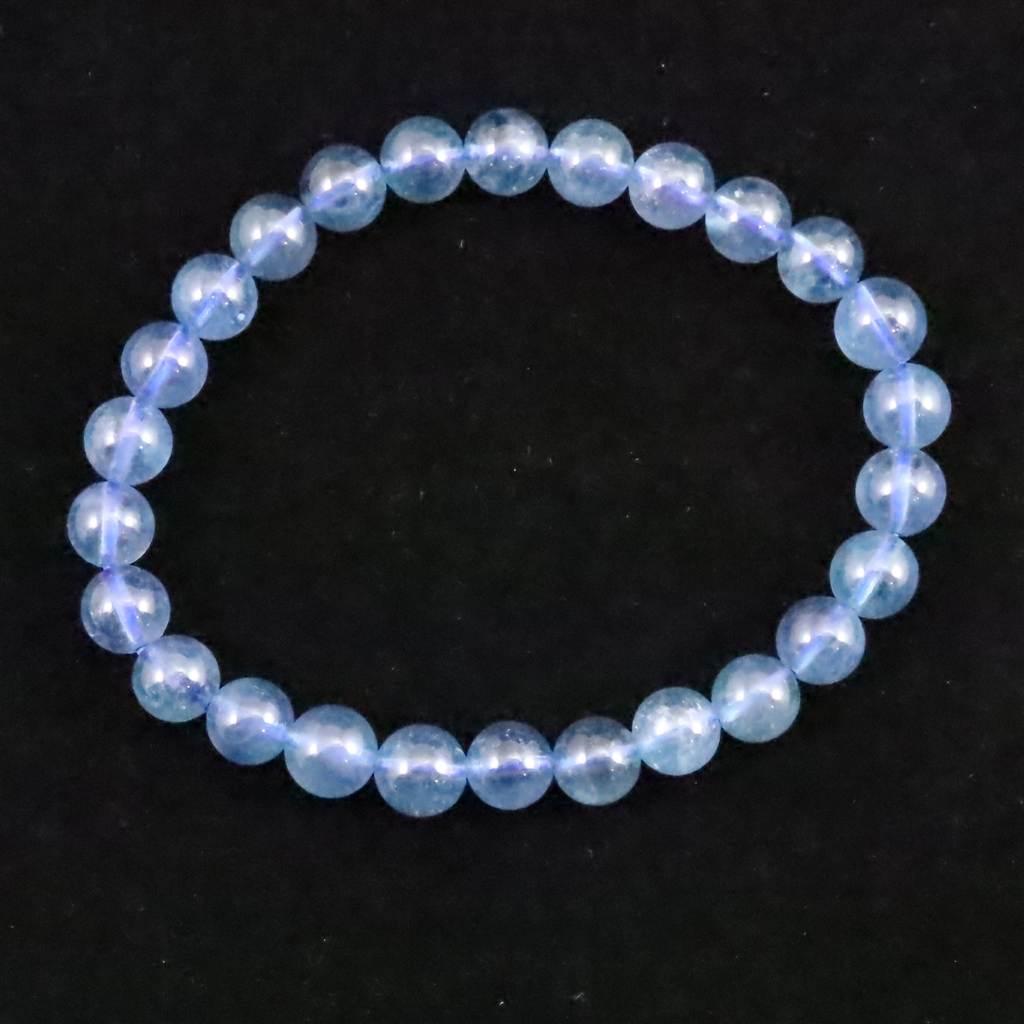 ブラジル産 サンタマリア アクアマリン 7mm玉ブレスレット 12.5g (ID