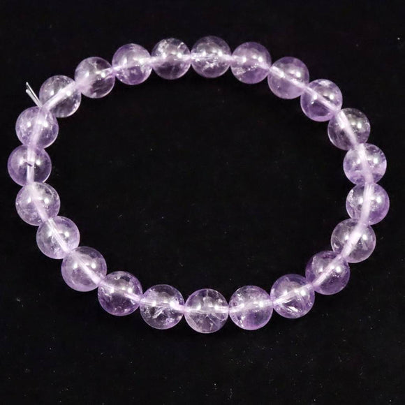 ボリビア産 ラベンダー アメジスト エレスチャル 8mm玉 ブレスレット 17.01g (ID:79097)