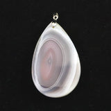 天然 縞瑪瑙 ボツワナアゲート　48mmペアシェイプ ペンダントトップ 18.3g (ID:79691)