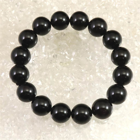 チベット産 天然モリオン水晶 4A  12mm玉 ブレスレット 39.7g (ID:80593)