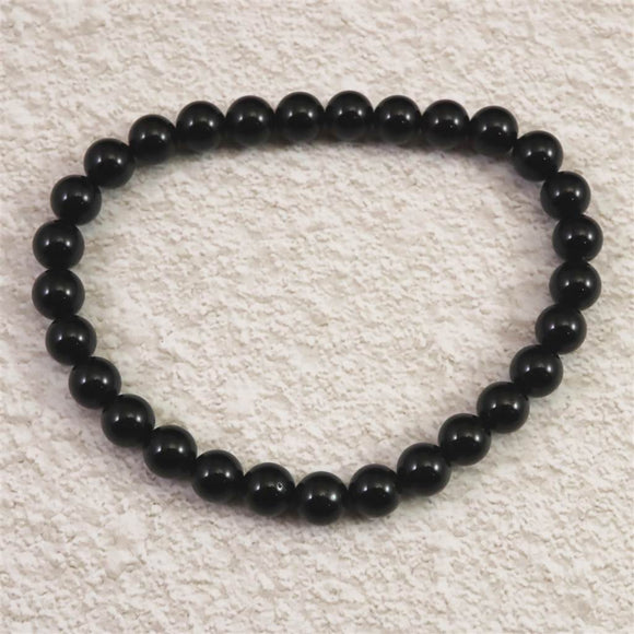 チベット産 天然モリオン水晶 4A  6mm玉 ブレスレット 10.2g (ID:80600)