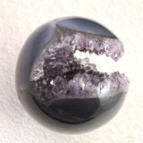 ブラジル産 アメジスト 63mmスフィア 丸玉 笑口 台付 270g (ID:81222)