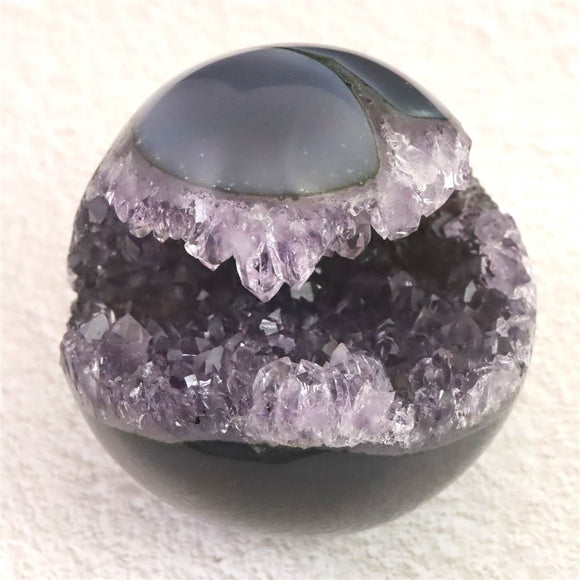 ブラジル産 アメジスト 63mmスフィア 丸玉 笑口 台付 270g (ID:81222)