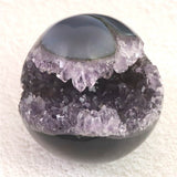 ブラジル産 アメジスト 63mmスフィア 丸玉 笑口 台付 270g (ID:81222)