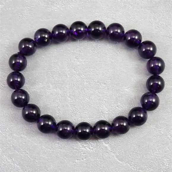 ウルグアイ産 アメジスト 9.5m玉ブレスレット 25.8g (ID:81223)