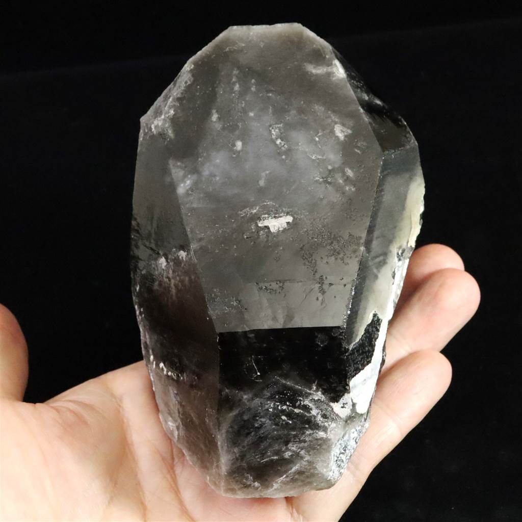 中国山東省産 黒水晶 モリオン 113mm ポイント原石 692g (ID:81405