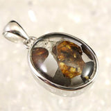 ロシア産　パラサイト隕石　13.5mmオーバル　ペンダントトップ 1.90g (ID:82432)