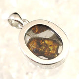 ロシア産　パラサイト隕石　13.5mmオーバル　ペンダントトップ 1.90g (ID:82432)