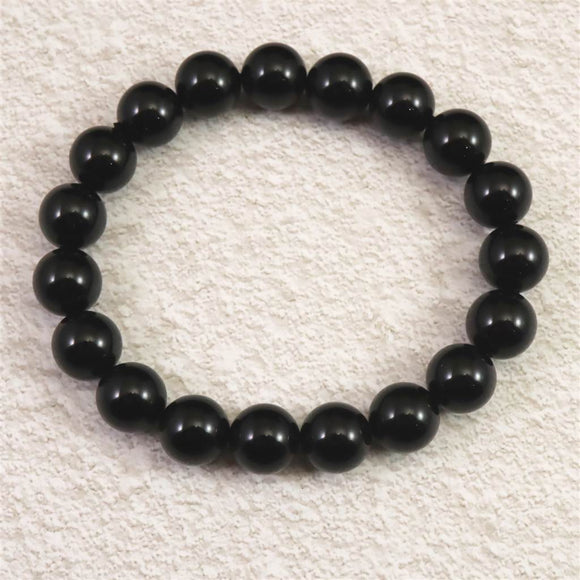 チベット産 天然モリオン水晶 4A  10mm玉 ブレスレット 30.9g (ID:83040)