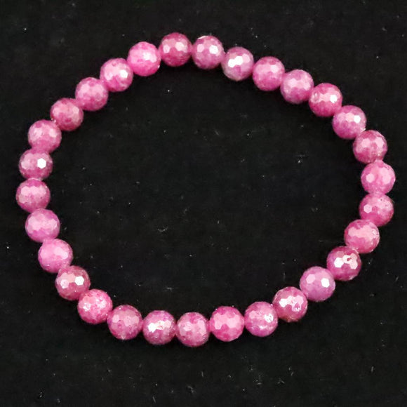 天然ルビー ミラーボールカット (2A)  6mm玉 ブレスレット 11.94g　 (ID:83277)