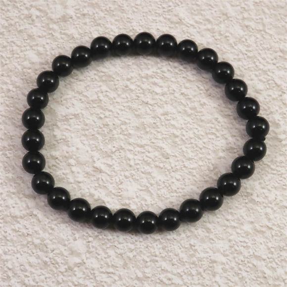 チベット産 天然モリオン水晶 4A  6mm玉 ブレスレット 10.0g (ID:83402)