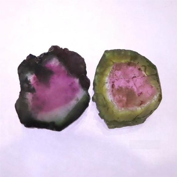 ウォーターメロントルマリン 原石スライス 2個セット 5.01ct (ID:83434