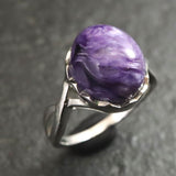 チャロアイト 12X10mmオーバル リング 14号 3.7g (ID:84199)