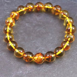天然琥珀 バルティックアンバー  9.5mm玉ブレスレット 9.9g (ID:84202)