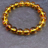 天然琥珀 バルティックアンバー  9.5mm玉ブレスレット 9.9g (ID:84202)