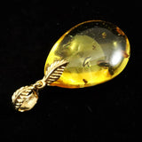 天然琥珀　バルティックアンバー 25mm ペアシェイプ ペンダントトップ 2.9g (ID:84429)