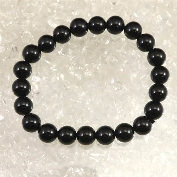 チベット産 天然モリオン水晶 4A  8.5mm玉 ブレスレット 18.8g (ID:84616)