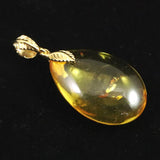 天然琥珀　バルティックアンバー 25mm ペアシェイプ ペンダントトップ 2.7g (ID:84651)