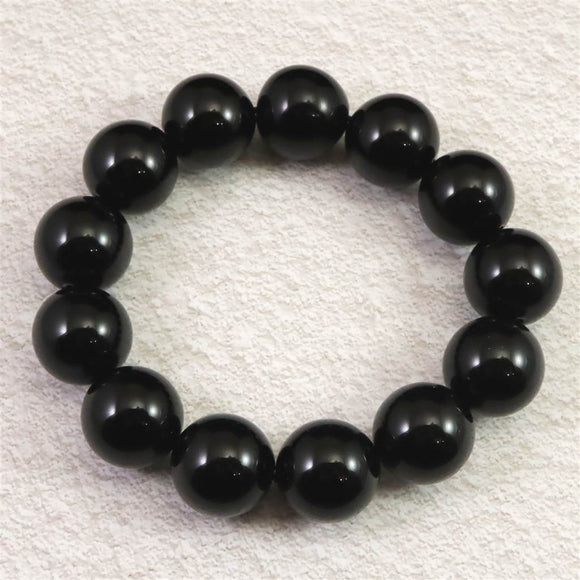 チベット産 天然モリオン水晶(4A)　18mm玉 ブレスレット 105.54g (ID:84801)